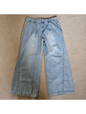 And Now This Women's High-Rise Pleat Front Wide-Leg Jeans 32